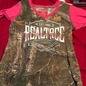 Pink and camo real tree T-shirt